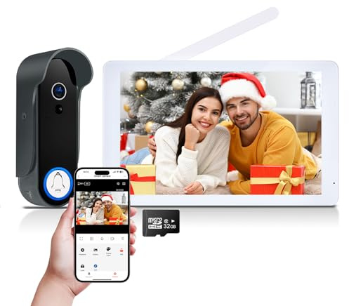 ACEBELL WiFi 1080P Visiophone sans Fil, Interphone Vidéo sans Fil avec Écran Tactile 8'', Sonnette avec Caméra, Vision Nocturne, Détection de Mouvement, Contrôle de l'application