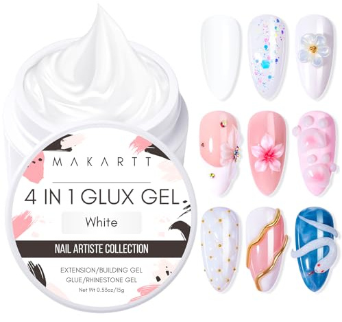 Makartt 4-in-1-Antihaft-Aufbaugel weiß für Nagelverlängerung, 15 ml