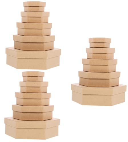 MAGICLULU 3 Sätze Diy Kraftpapier Geschenkschachtel Sechseckige Aufbewahrungsbox für Hochzeit Valentinstag Geburtstage Dekorative Geschenkverpackung für Süßigkeiten Schmuck und Kosmetik