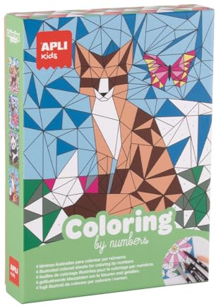 APLI Kids 20077 - Måla efter siffror gör-det-själv-set, måla efter siffror för pojkar och flickor från 5 år med vackra och moderna illustrationer