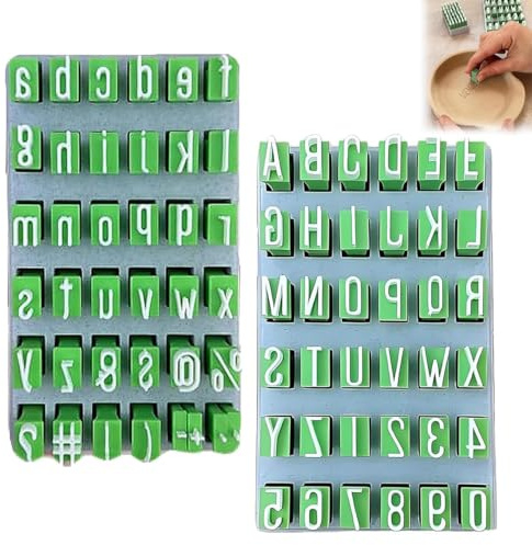 Ruayia Alphabet Stempel Set, 62 Stücke Alphabet Tonstempel Set, Ton Stempel, Keramik Werkzeuge Ton Werkzeug mit Aufbewahrungs Box, Buchstaben Anzahl Symbol, für Kunst, Handwerk