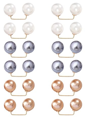 12 Pcs Pearl Pins Small Safety Pins for Clothes Decorative Brooch Pin Cardigan Clips Sweater Shawl Safety Clip Hijab Pins for Women Girls Muslim