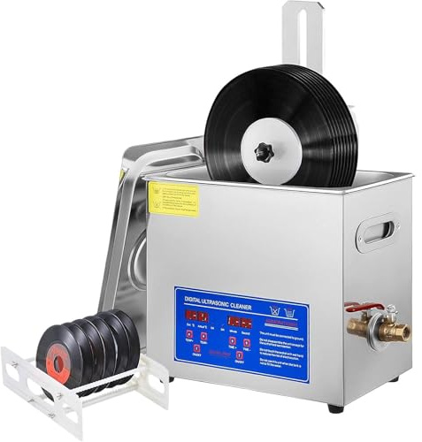 Nettoyeur à ultrasons pour vinyles, machine de nettoyage de disques de 6 L, 40 kHz, 180 W, modèle professionnel avec séchoir pour disques vinyles de 7 à 12 pouces.