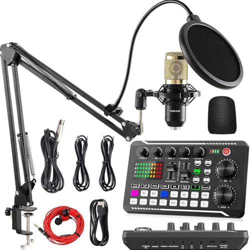 Paquete Profesional De Estudio De Grabación De Podcasts, Kit De Micrófono De Condensador Bm800 Con Interfaz De Audio Con Efectos De Mezclador De Dj Y Cambiador De Voz, F998 + Bm800 Mic Cantilever Set