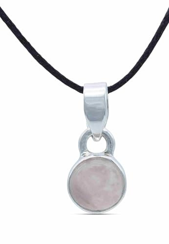 mantraroma Edelstein Kettenanhänger an Band Silber 925 echt für Damen | echtes Silber, verschiedene echte Steine zur Auswahl, Kettenanhänger am Band, handarbeit aus Indien, im Geschenkbeutel