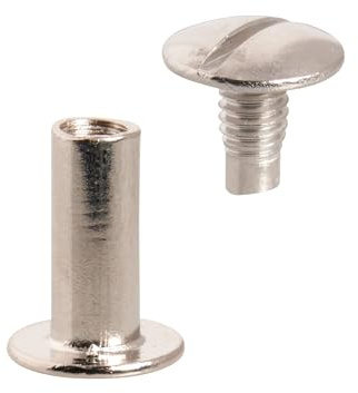 LEO’s - 100 Stück Premium Buchschrauben 15 mm in Silberfarben - Buchbinderschrauben Buchnieten vernickelt - Schraubnieten Chicagoschrauben mit 5 mm Schaftdurchmesser - Buch Nieten zum Schrauben