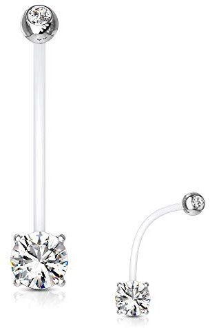 Treuheld® Schwangerschaftspiercing mit Kristall | 3 Farben [1.] - klar