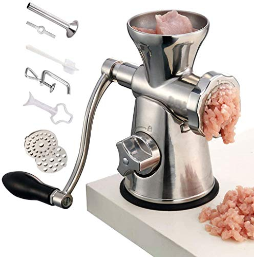 ZKHD 304 Stainless Steel Manual Meat Grinder,Double Fixation,With Stainless Steel Enema,kitchen Aid Meat Grinder Attachment For Stand Mixer Sausage Filler Filling