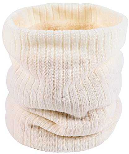 ehsbuy Fleece Halswärmer Thermo Snoods Unisex Dicker Winter Kaltwetter Gestrickter Rundschal für Radfahren Motorradsport (Weiß)
