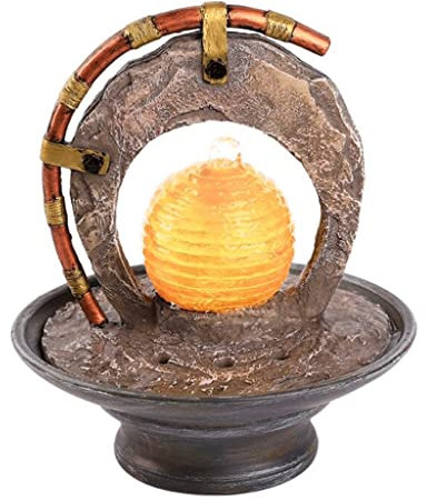 ZAW Fuentes de mesa Fuente de mesa de paisaje de agua, fuente de agua de escritorio con luz LED, decoraciones de fuente de escritorio para oficina en casa fuente de escritorio