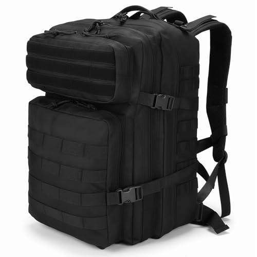 Mochila Táctica 45L Militar, Paquete de Asalto Molle de Gran Capacidad Impermeable Bolsa para Ejército, Mochilas de Marcha para Emergencias de 3 Días Caza Senderismo Acampada Actividad al Aire Libre
