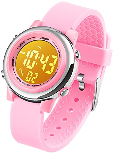 VenSten Montre de sport numérique pour enfants, garçons et filles, montre de sport en plein air, horloge électrique étanche avec alarme chronomètre – Bleu, Poudre légère