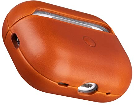 Maogoam Echt Leder Hülle für AirPods Pro 2 (2. Gen 2022-2024), Hochwertige Leder Schutzhülle Case, Kristallgeölte Rindernarbenlede, Robuste Hartschale & Patina Oberfläche, Orange