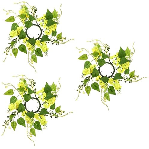 Abaodam 3stücke Künstlicher Blumenkerzenring Mit Blättern Dekorativer Tischkranz Für Hochzeiten Und Feste Elegantes Tischdeko-Accessoire Für Stilvolle Anlässe