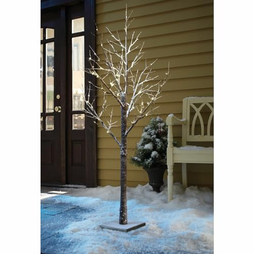 Marco Paul 5ft LED Outdoor Twig Tree – 150cm Light Up Black Twig Christmas Tree with 96 Warm White LEDs, Pre-Lit Artificial Christmas Tree for Indoor & Outdoor Winter Décor