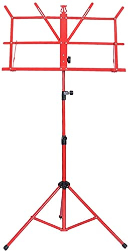 Samnuerly Notenständer, Verstellbarer Notenständerhalter, zusammenklappbares Metallregal mit Tragetasche (Farbe: Rot) (Rot)