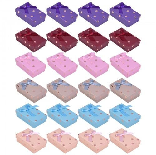 24 Pezzi Scatole Regalo per Gioielli con Fiocco, Portagioie Cartone con Inserto in Schiuma, Scatola Regalo Piccola Rettangolare Bracciale e Orecchini, Jewelry Gift Box per Collane, Anelli, Ciondoli