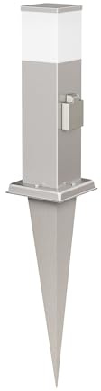 ledscom.de Paletto luminoso POLLY con picchetto a terra per esterni, 35cm, cromo, presa G9, presa di corrente