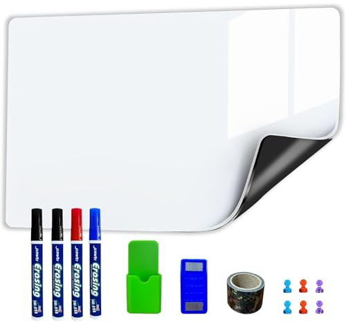 WEINIDASI Papier Tableau Blanc Magnétique, 100×200cm Adhesif Tableau Blanc Effacable Autocollant, Nouvelle Technologie Anti-taches, pour le Dessin des Enfants, L'école, le Bureau, la Maison