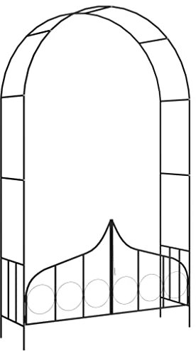 Arco de jardín con puerta negro 138x40x238 cm hierro