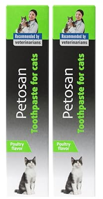 Petosan 2X Zahnpasta für Katzen - 2X 70g Geflügelgeschmack Zahnpasta für Katzen Zahnpflege - Anti-Zahnstein, Plaque Kontrolle, Tierarzt zugelassen - Frischer Atem und Mundhygiene für alle Katzen