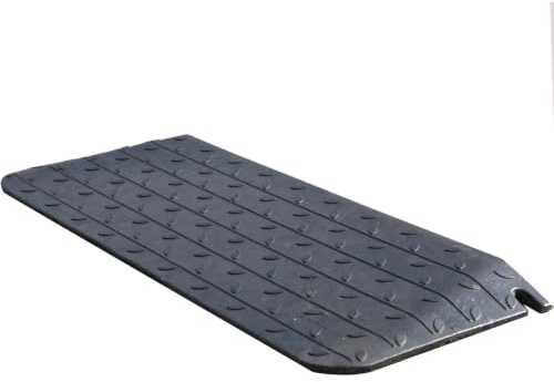 Vilmon 5,1cm Gummi-Schwellenrampe für Rollstuhl | Recyceltes Gummi, 110,5x53x5,1cm, 798kg Traglast, faltbar, rutschfestes Blattmuster, wetterfest innen/außen, verrutschsicher