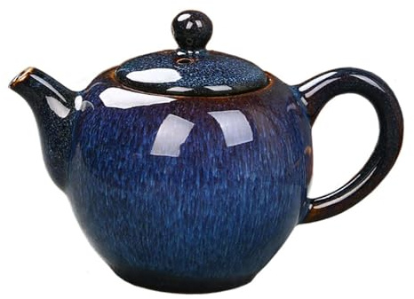 Porcelain Teapot, 9oz Tea Pot Small Teapot Chinese Tradition Kiln-changed Glaze Colored Ceramic Tea kettle (blue)