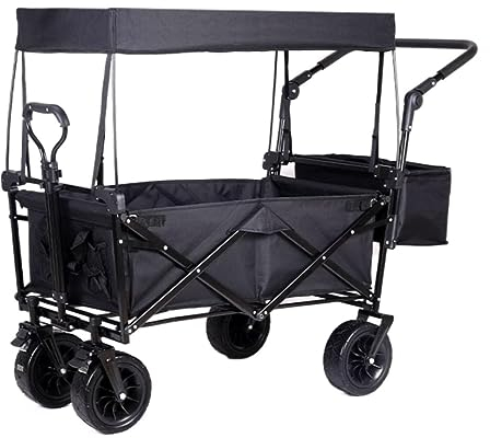 CCYENG Trolley Cart Klappwagen Tragbarer Verstellbarer Gartenwagen mit Markise für Picknicks Camping Shopping Strände Campingwagen Gartenwagen
