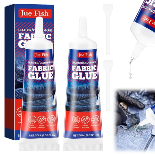 Stoffkleber Textilkleber, Textilkleber Waschmaschinenfest 2 Stücke75ml, Fabric Glue Bügelkleber Für Textilien, Stoffe, Baumwolle, Leder, Jeans, Transparent Textilkleber