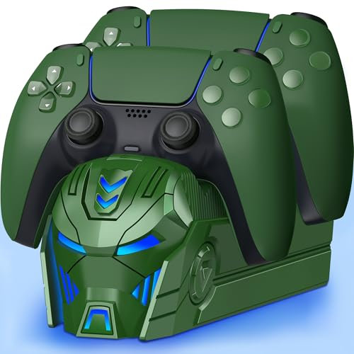 HELLCOOL PS5 Controller Ladestation - PS5 Ladestation mit Cooles Aussehen/RGB-Licht für Playstation 5 Controller DualSense/Edge Controller
