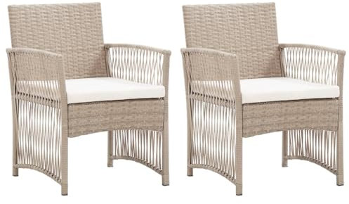 Rantry Gartensessel mit Sitzkissen 2 Stk. Beige Poly Rattan Model363408