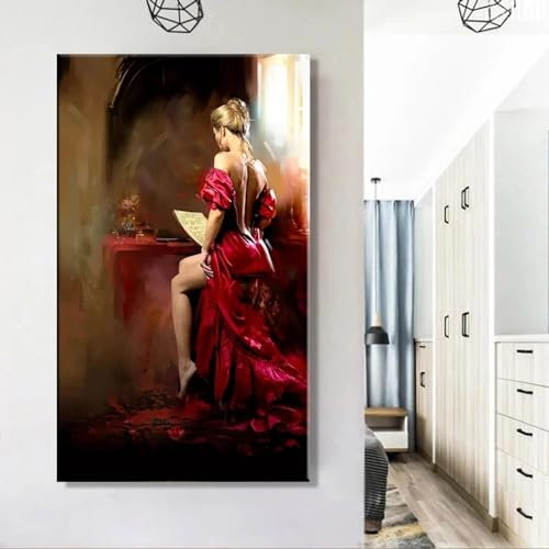 DAMAIART Moderne Wandkunst, sexy Frau, Rückengemälde, Poster und Drucke, Leinwandmalerei, Wandkunstbild für Wohnzimmer, Wohnkultur, 70 x 100 cm, rahmenlos