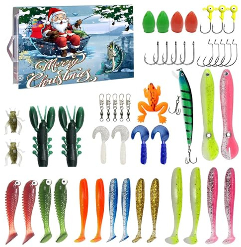 Fishing Advent Calendar 2024, Lures Advent Calendar 2024, Unique Advent Calendar 2024 Adults, Fishing Lures Set for Fisher Adult Men Teen Boys - 2024 Xmas Surprise Gift