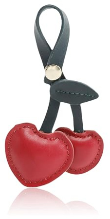 Cosmeria Kirsch-Taschenanhänger Aus PU-Leder, Verspielter Und Langlebiger Schlüsselanhänger Mit Auffälligem Design Für Jede Tasche