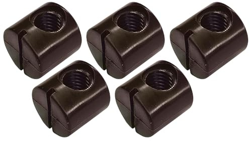 cyclingcolors 5x Ecrou Cylindrique Ferrure Assemblage M8 Boulon Plot Fendu Plastique Connecteur pour Meuble Chaise Lit Berceau Etagère, Marron foncé