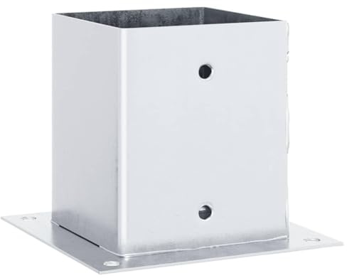 vidaXL Pfostenträger Quadratisch 12 Stk. 121x121 mm Stahl Verzinkt, Pfostenschuh, Stützenschuh, Pfostenhülse, Pfostenanker, Stützenfuß