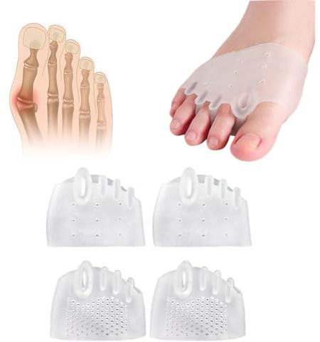 Dream Aurora 2 Pairs Gel Toe Separator,Toe Spacers Metatarsal Pads,Toes Foot Straightener for Overlapping Bunion Corrector Hallux Valgus Forefoot Pain Relief