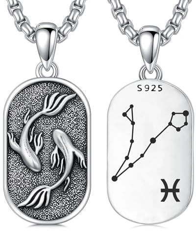 enjoylifecreative 12 stjärntecken halsband för män kvinnor 925 sterlingsilver stjärnbilder horoskop hänge kedja födelsedag astrologi smycken presenter för män kvinnor, Sterlingsilver, Ingen ädelsten