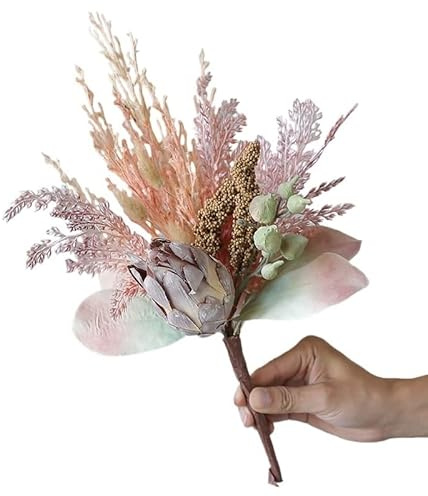 YOPI Bouquet de Fleurs séchées artificielles - Hortensia à Pompons de blé - Décoration d'intérieur de Style rétro for Salon et Porche(Autumnpurple)