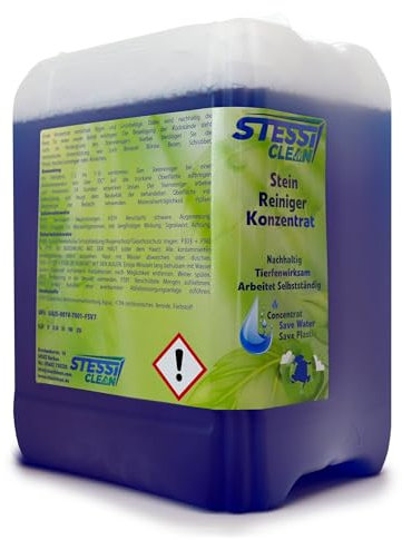 StessiClean Steinreiniger Konzentrat | 10 Liter | Intensivreiniger für Außenanlagen | Ideal für Haus - Hof und Garten | Steinterrasse | Spezial-Reiniger | Intensiv Stein-Reiniger
