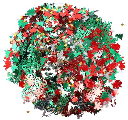 Garneck 1bolsa Confeti Navideño De Plástico Gramos Figuras De Santa Claus Copos De Flores y Ciervos Para Decoración De Fiestas De Navidad Manualidades y Proyectos Diy