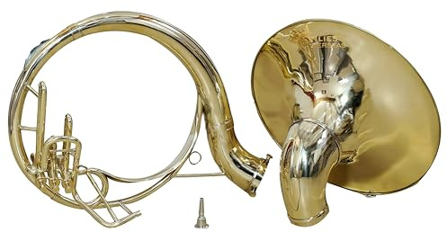 Sousaphon 55,9 cm Messing-Instrument mit warmem Ton, glatten Ventilen, mit Mundstück und Hartschalenkoffer.