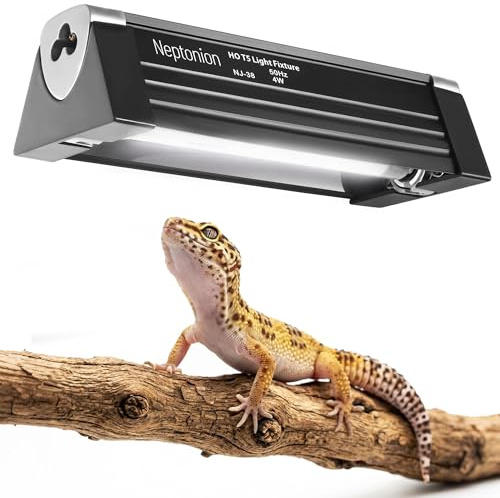 NEPTONION T5 Reptile UVB Light 6.5 Inches Fixture with UVB 5.0 Bulb High Output Hood for Terrariums, Basking Reptiles, Lizards, Chameleons, Iguanas, Bearded Dragons, 4W