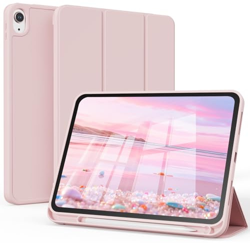 KTGGHG Coque pour iPad A16 11e Génération 11 Pouces/iPad 10e Gén 10,9 | Légère et Fine Étui Housse de Protection avec Support Intégré et Dos Flexible en TPU, Réveil/Sommeil Auto, Rose