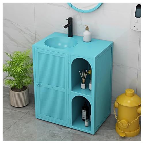 ZTGL Waschbecken mit Unterschrank Badezimmermöbel Waschtisch Waschbeckenschrank Badmöbel Set Industrieller Freistehender Waschtischunterschrank Waschbecken Waschplatz Gäste WC C,Without Mirror