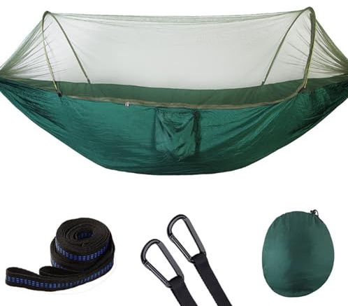 Genérico Hamaca Portátil, Hamaca con Mosquitera, Hamaca Doble De Nailon, Hamaca para Acampar Al Aire Libre, Hamaca De 290x140 Cm (C)