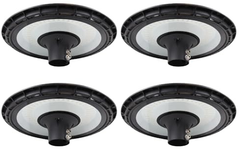 LUXULA 4 Stück LED Straßenlaterne rund 60W 6000lm, 3000K, IP65 | 3000K Warmweiß, IP65, für Mast Ø60mm, wetterfeste Straßenlampe, Mastleuchte außen für Parkplatz und Garten, robust