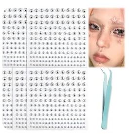 JOOTUEPO 5 fogli di piercing finti per labbra, gioielli adesivi, gemme per viso, labbra, gioielli per il corpo, per trucco viso, occhi, unghie, corpo (2 mm, 3 mm, 4 mm, 5 mm, 6 mm)