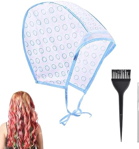 Hair Coloring Highlighting Cap,Highlighting Kit with Tinting Brush and Hook for Hair Dyeing,Hair Coloring Salon Hairdressing Tool Kit Supplies (Blue)