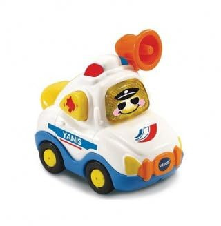 Coffret pour tut tut Voiture Police Blanche Yanis Capitaine avec Bouton Surprise - bolides - Jouet Enfant 1er Age et Une Carte Animal